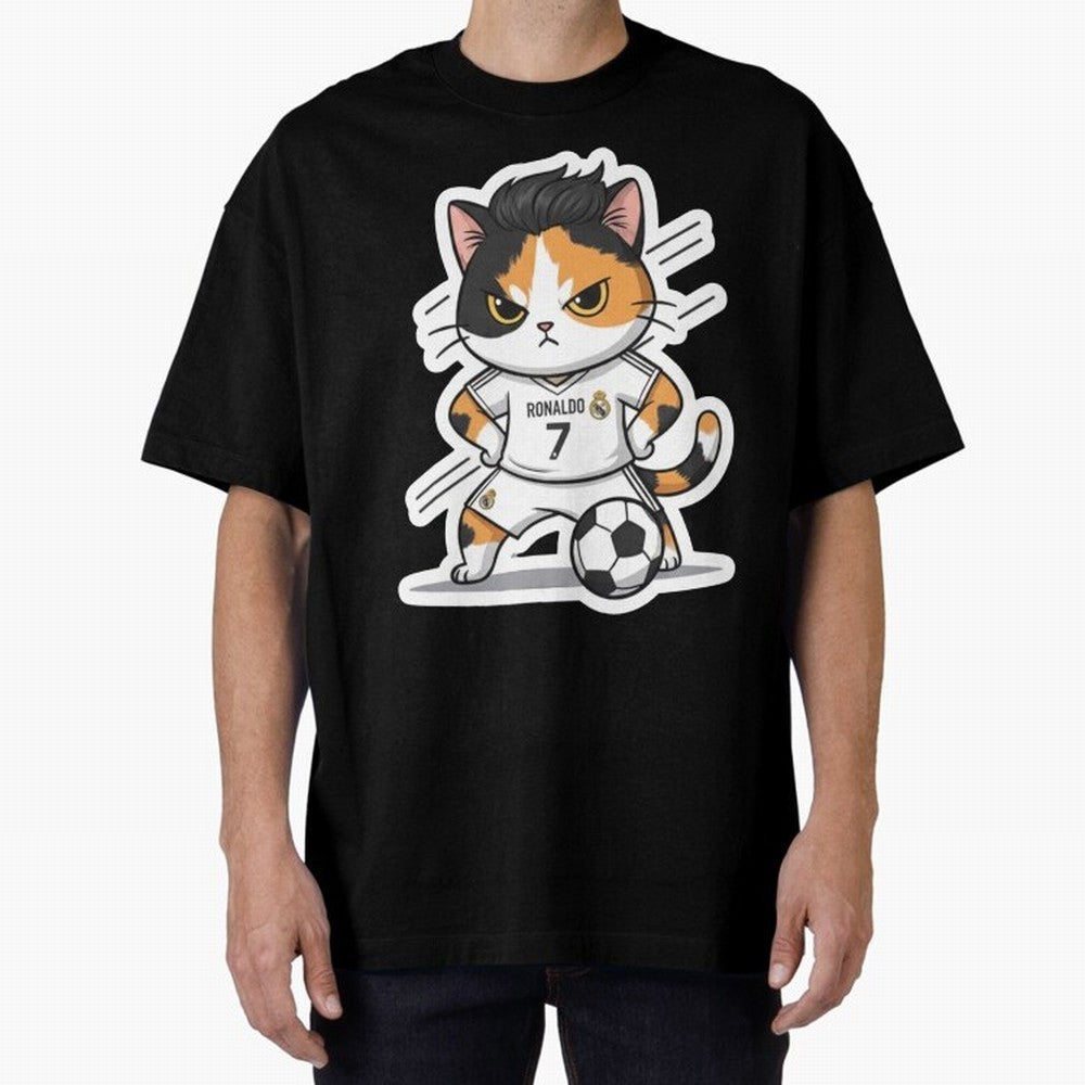 Kitten - Ronaldo | Real madrid Oversized T-Shirt Support Iconic Players in FIFA World Cup 2026 Group Stage Connected to Messi, CR7 and Mbappe, Portugal Energy, Football Passion, Legendary Performances, Festival Vibes and Supporter Community; Made