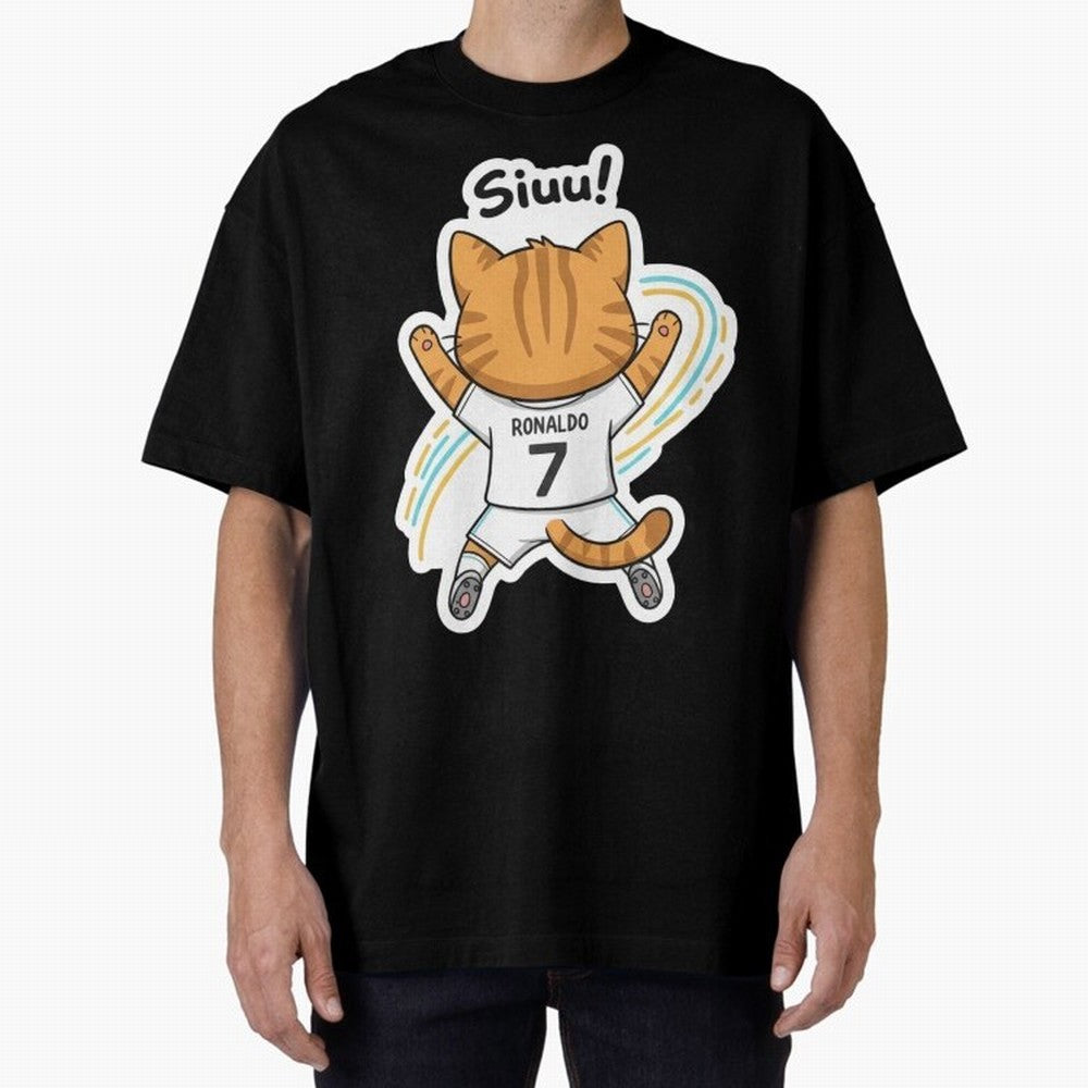 Kitten - Funny Siuuu Celebration Cat Meme | Ronaldo Oversized T-Shirt Bring Legendary Rivalry Energy to Global Football Passion for FIFA World Cup 2026 Group Stage, with Messi, Argentina, France and Brazil, Match Day Excitement, Supporter Culture,