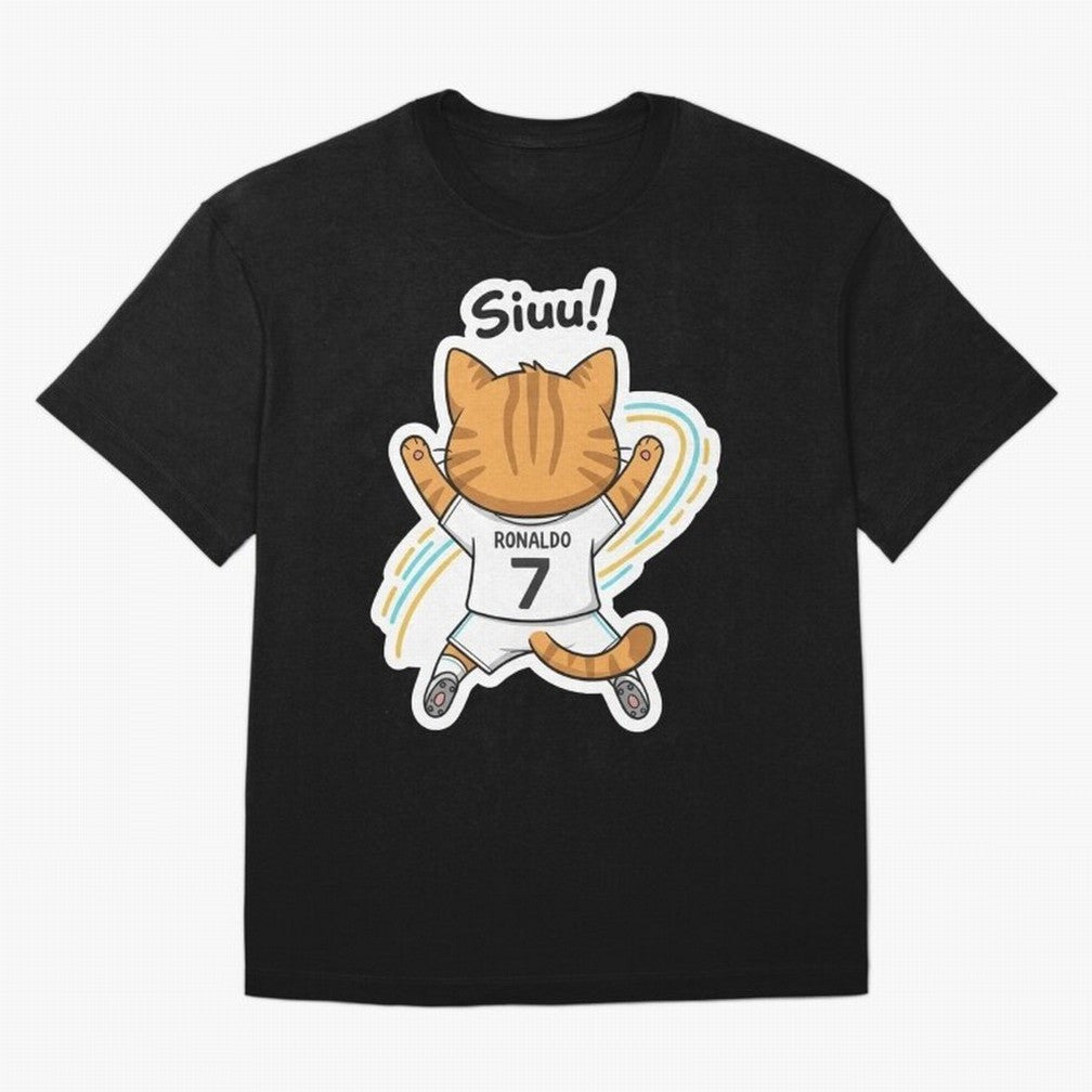 Kitten - Funny Siuuu Celebration Cat Meme | Ronaldo Oversized T-Shirt Bring Legendary Rivalry Energy to Global Football Passion for FIFA World Cup 2026 Group Stage, with Messi, Argentina, France and Brazil, Match Day Excitement, Supporter Culture,