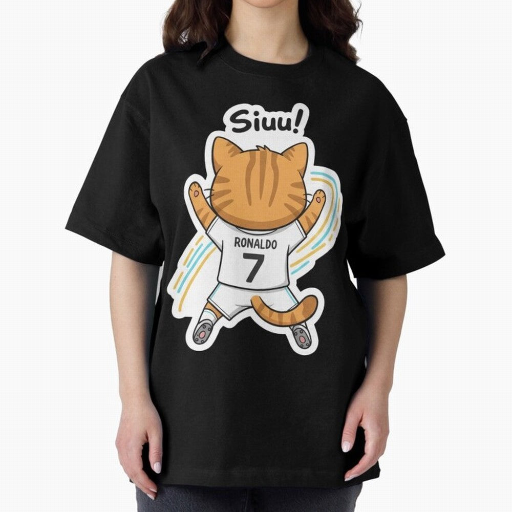 Kitten - Funny Siuuu Celebration Cat Meme | Ronaldo Oversized T-Shirt Bring Legendary Rivalry Energy to Global Football Passion for FIFA World Cup 2026 Group Stage, with Messi, Argentina, France and Brazil, Match Day Excitement, Supporter Culture,