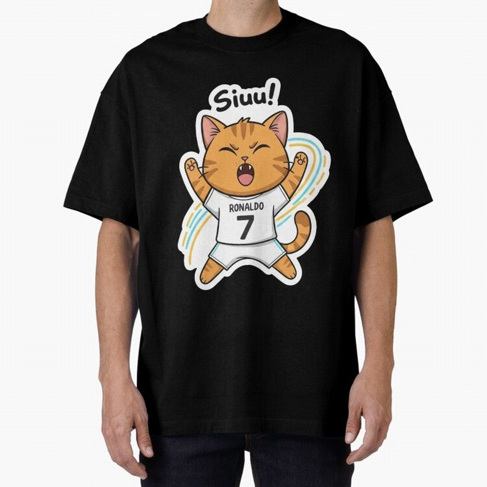 Kitten - Funny Siuuu Celebration Cat Meme | Ronaldo Oversized T-Shirt Honor Champions and Dreams in the FIFA World Cup 2026 Group Stage Journey through Messi, CR7 and Mbappe Highlights, Germany Pride, Classic Soccer Heritage, Championship Pressure,