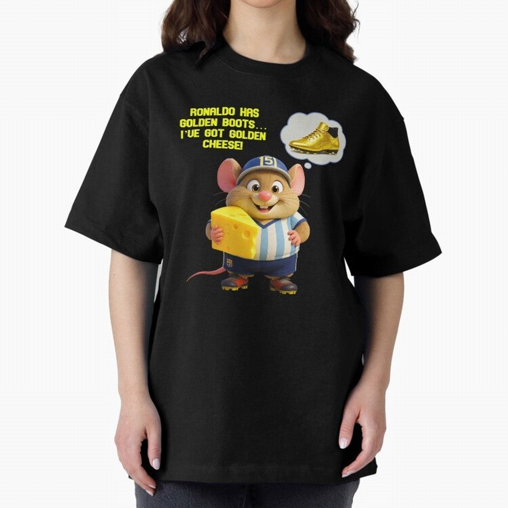 Zippy¡¯s Golden Cheese vs Ronaldo Oversized T-Shirt Represent FIFA World Cup 2026 for Fans of Haaland and Spain and Netherlands, Bringing Stadium Chants, National Pride, Trophy Dreams and Unforgettable Football Memories; Created for Match Day