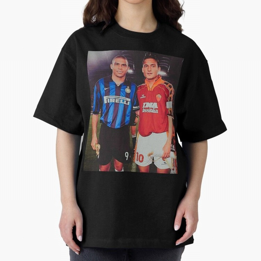Clash of Class. Francesco Totti and Ronaldo Nazario sometime in the 90s. Oversized T-Shirt Join the Global Buzz around FIFA World Cup 2026 Group Stage Made for Messi and Cristiano Ronaldo, Brazil Energy, Stadium Chants, National Pride, Trophy