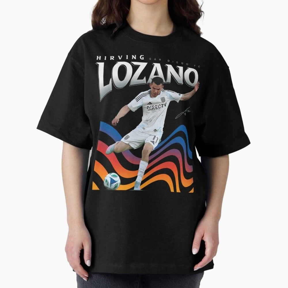 Hirving Lozano San Diego FC Oversized T-Shirt Celebrate Unforgettable Nights in FIFA World Cup 2026 for Fans of Neymar and Brazil, Bringing Stadium Chants, National Pride, Trophy Dreams and Unforgettable Football Memories; Great for Watch Parties,