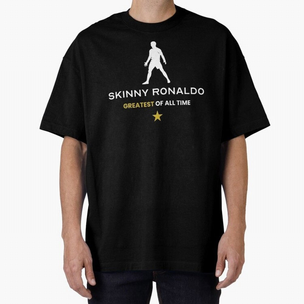 Skinny Ronaldo The Greatest Of All Time White Oversized T-Shirt Celebrate the Road through FIFA World Cup 2026 Group Stage for Fans of Messi, CR7 and Mbappe and Brazil, Bringing Champion Mindset, Group Stage Buzz, Knockout Tension and Passionate