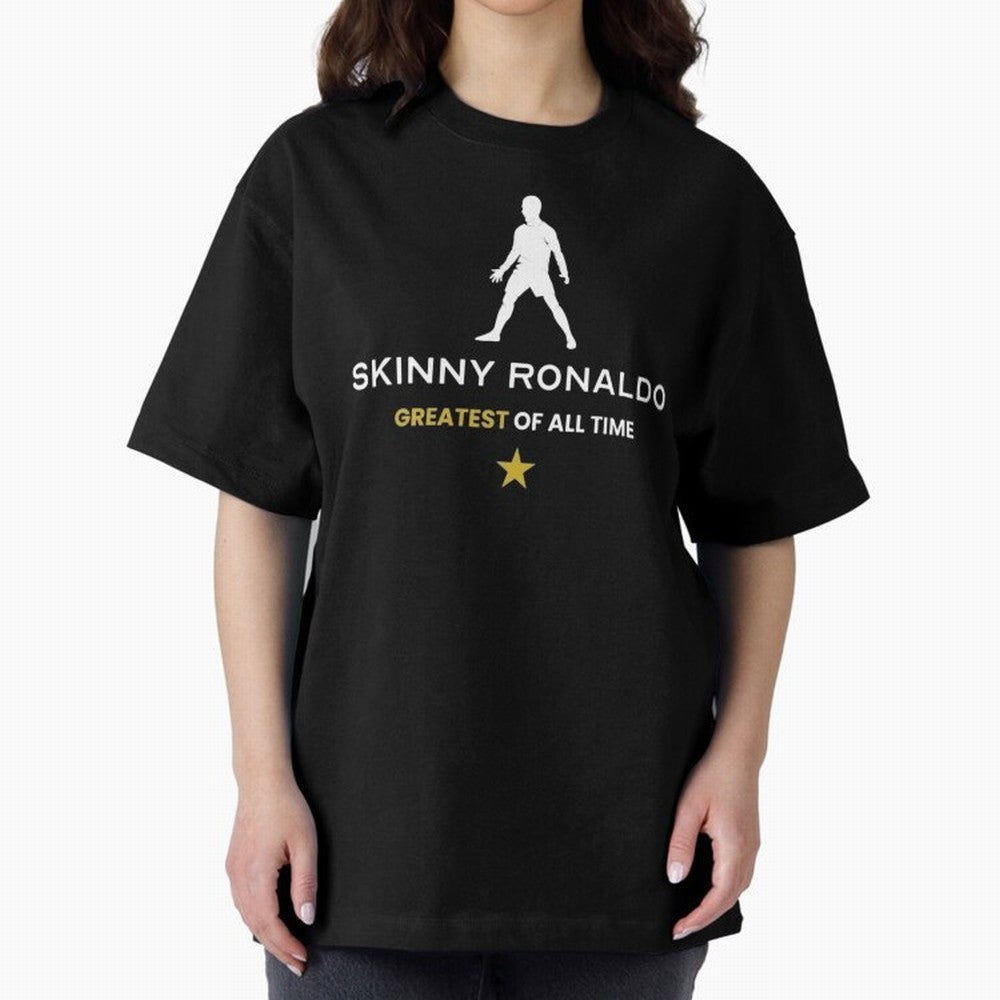 Skinny Ronaldo The Greatest Of All Time White Oversized T-Shirt Celebrate the Road through FIFA World Cup 2026 Group Stage for Fans of Messi, CR7 and Mbappe and Brazil, Bringing Champion Mindset, Group Stage Buzz, Knockout Tension and Passionate