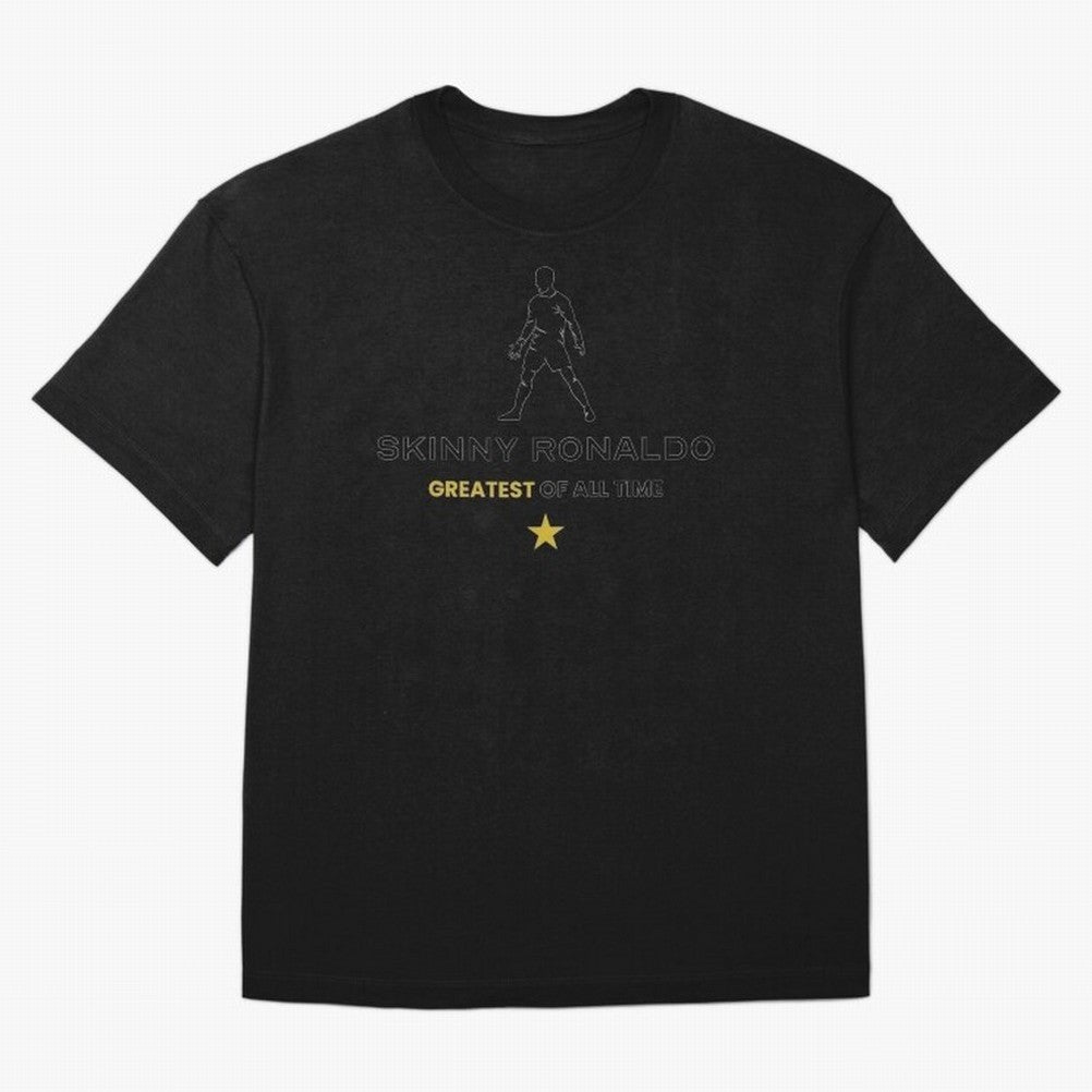 Skinny Ronaldo The Greatest Of All Time Black Oversized T-Shirt Feel the Roar of Match Day Hype around FIFA World Cup 2026 Group Stage, Neymar, France and Portugal, Global Supporter Spirit, Legendary Goals, National Colors and Tournament
