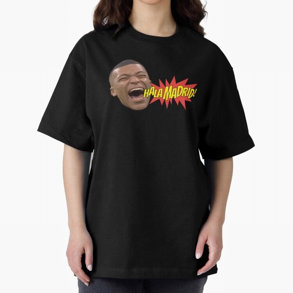 Real Madrid - Kylian Mbapp¨¦ Hala Madrid Oversized T-Shirt Keep Football History Alive during FIFA World Cup 2026 USA Canada Mexico Celebrating CR7, Brazil, Portugal and Argentina Energy, Championship Spirit, Famous Goals, Roaring Crowds and