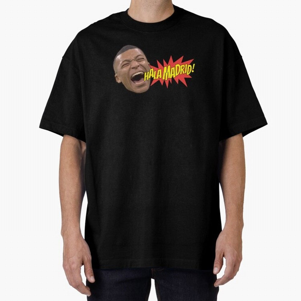 Real Madrid - Kylian Mbapp¨¦ Hala Madrid Oversized T-Shirt Keep Football History Alive during FIFA World Cup 2026 USA Canada Mexico Celebrating CR7, Brazil, Portugal and Argentina Energy, Championship Spirit, Famous Goals, Roaring Crowds and