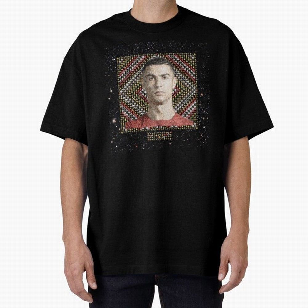 CR7 Emojified ¨C Ronaldo-Inspired Grid Tribute | Visual Power in Emoji Form | Football Legend Art Series Oversized T-Shirt Make Your Look Match the FIFA World Cup 2026 Group Stage Journey through Mbappe and Neymar Highlights, Germany Pride,