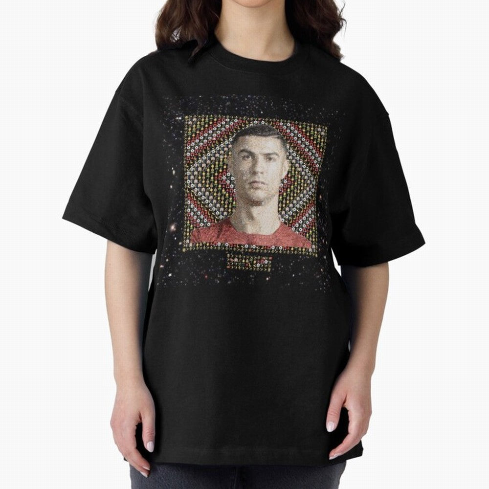 CR7 Emojified ¨C Ronaldo-Inspired Grid Tribute | Visual Power in Emoji Form | Football Legend Art Series Oversized T-Shirt Make Your Look Match the FIFA World Cup 2026 Group Stage Journey through Mbappe and Neymar Highlights, Germany Pride,