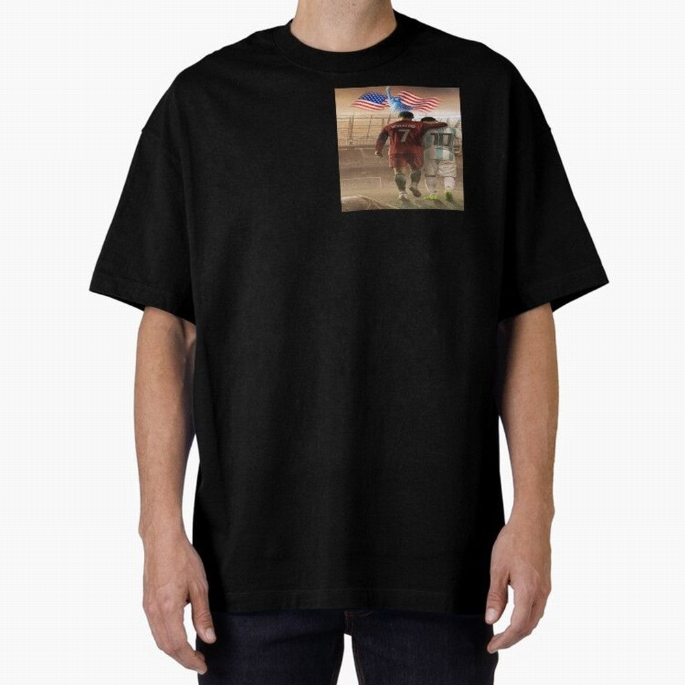 Ronaldo & messi 7_10 football USA sports top quality redbubble Oversized T-Shirt Relive Match Day Hype around FIFA World Cup 2026 USA Canada Mexico, Cristiano Ronaldo, Haaland and CR7, England and Germany, Sports Nostalgia, International