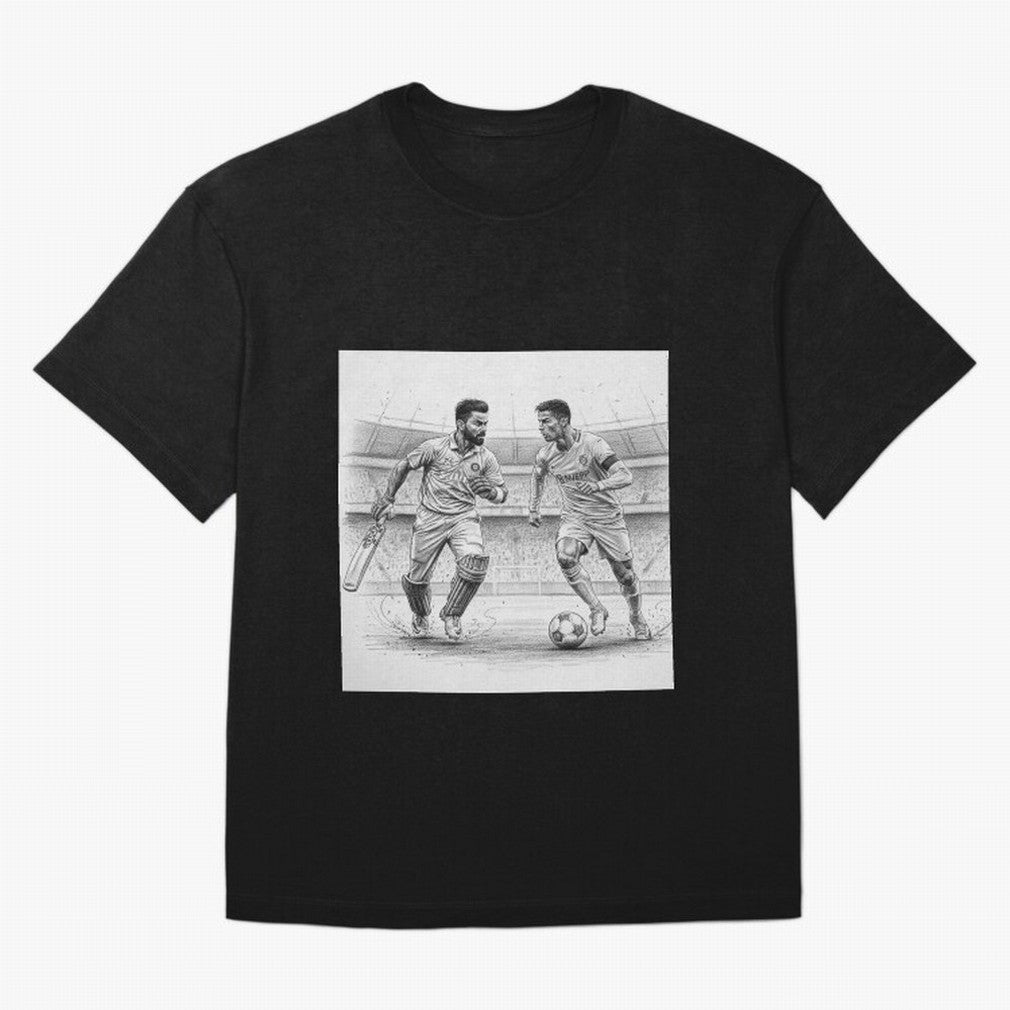Virat and Ronaldo Oversized T-Shirt Make Memories around FIFA World Cup 2026 USA Canada Mexico Connected to Messi, France Energy, Classic Soccer Heritage, Championship Pressure, Fan Loyalty and International Pride; Perfect for Supporters Who Want