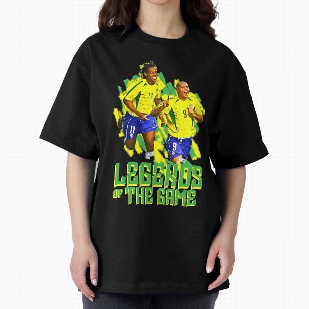 Ronaldinho and ronaldo brazil football print Oversized T-Shirt Represent Football Lovers during FIFA World Cup 2026 USA Canada Mexico for Fans of Messi and Argentina, Bringing Goal Celebration Energy, Supporter Heritage, Football Icons and
