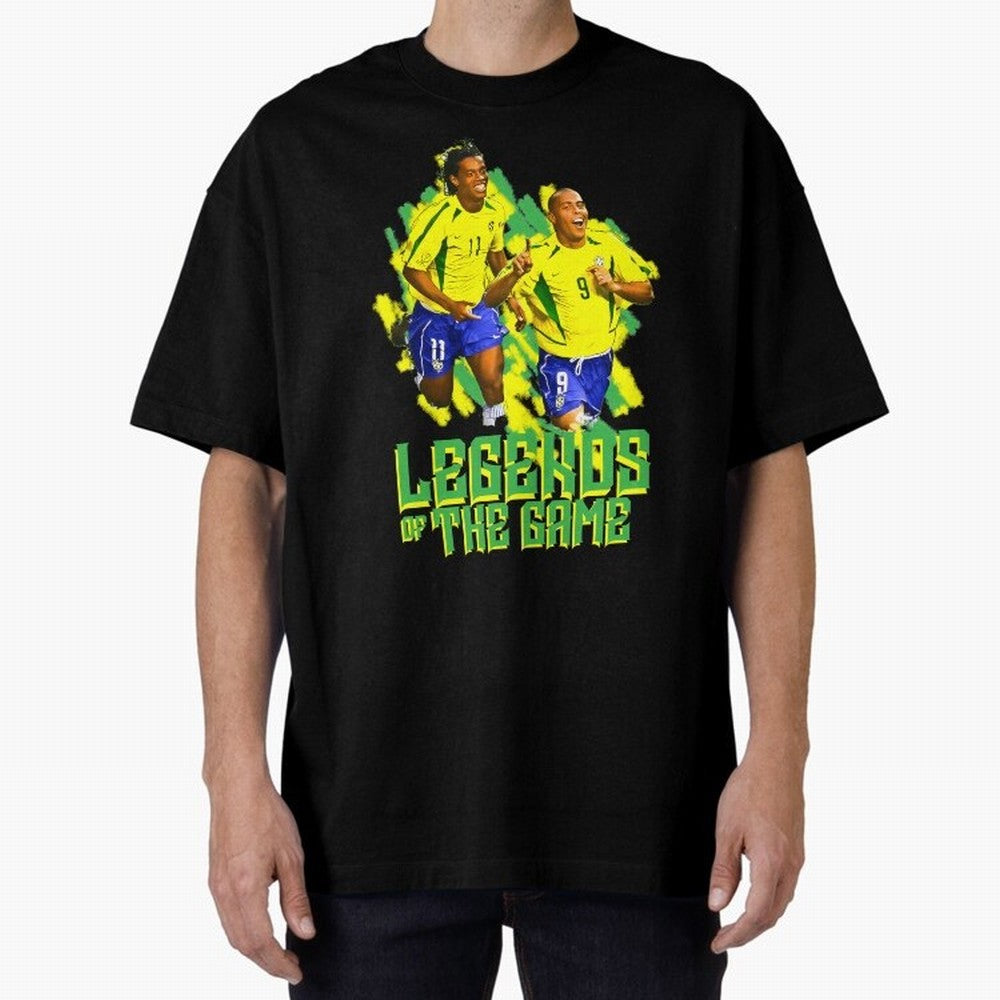 Ronaldinho and ronaldo brazil football print Oversized T-Shirt Represent Football Lovers during FIFA World Cup 2026 USA Canada Mexico for Fans of Messi and Argentina, Bringing Goal Celebration Energy, Supporter Heritage, Football Icons and