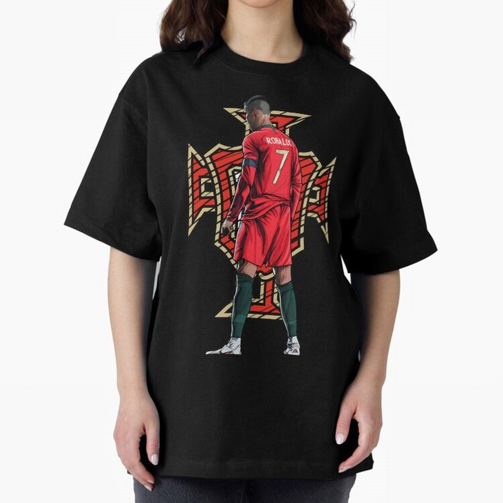 Portugal Ronaldo No.7 Artwork For Soccer Fans, Gift For Football Supporters Oversized T-Shirt Honor Champions and Dreams in Match Day Hype around FIFA World Cup 2026 Group Stage, CR7 and Messi, Portugal, Spain and Germany, Stadium Chants, National