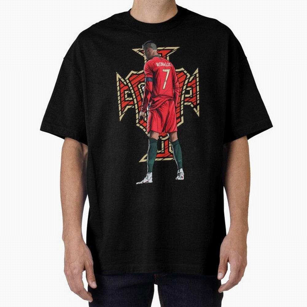 Portugal Ronaldo No.7 Artwork For Soccer Fans, Gift For Football Supporters Oversized T-Shirt Honor Champions and Dreams in Match Day Hype around FIFA World Cup 2026 Group Stage, CR7 and Messi, Portugal, Spain and Germany, Stadium Chants, National