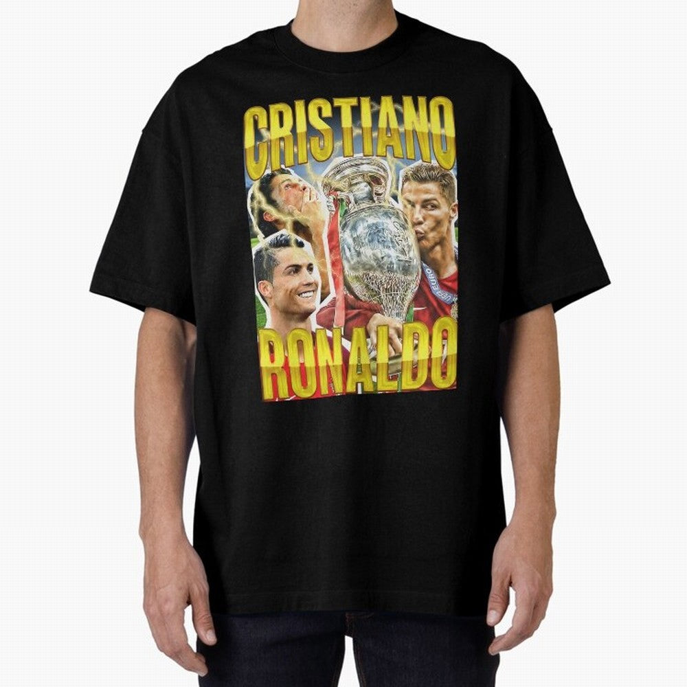 Ronaldo Siuuu Celebration Silhouette Design For Football Fans, Gift For Soccer Enthusiasts Oversized T-Shirt Celebrate Global Passion for FIFA World Cup 2026 Group Stage Made for Mbappe and Neymar, Argentina and Brazil Energy, Game Day Rituals,