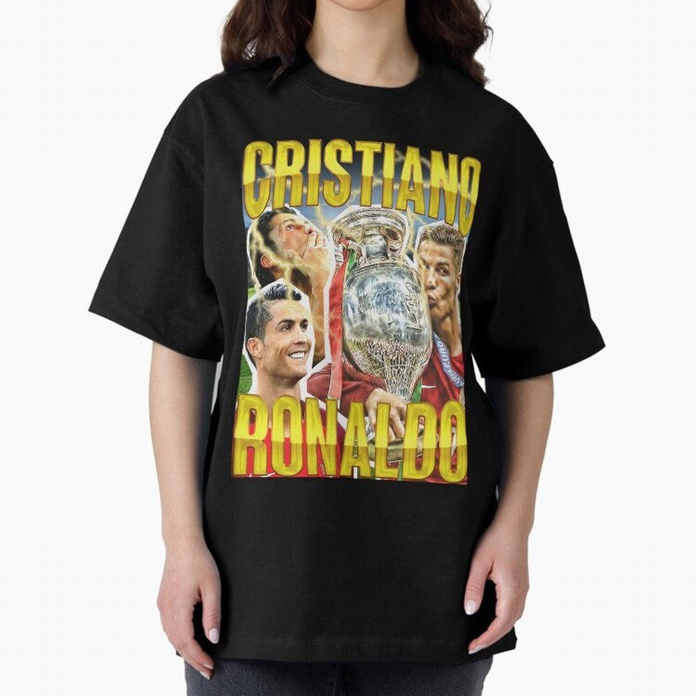 Ronaldo Siuuu Celebration Silhouette Design For Football Fans, Gift For Soccer Enthusiasts Oversized T-Shirt Celebrate Global Passion for FIFA World Cup 2026 Group Stage Made for Mbappe and Neymar, Argentina and Brazil Energy, Game Day Rituals,