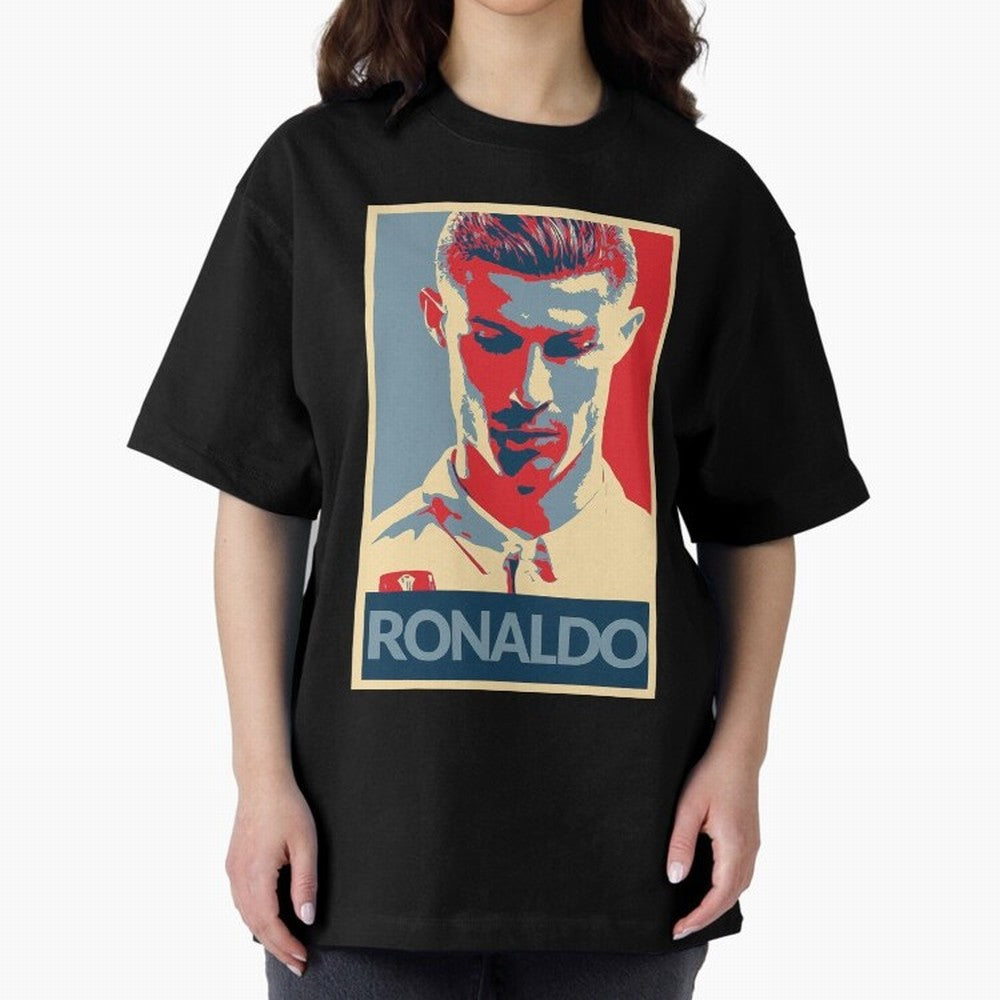 Ronaldo Poster Style Pop Art Design For Football Fans Gift For Soccer Enthusiasts Oversized T-Shirt Mark FIFA World Cup 2026 Group Stage Featuring Cristiano Ronaldo, Haaland and CR7, Portugal Energy, Game Day Rituals, Football Legends, Country