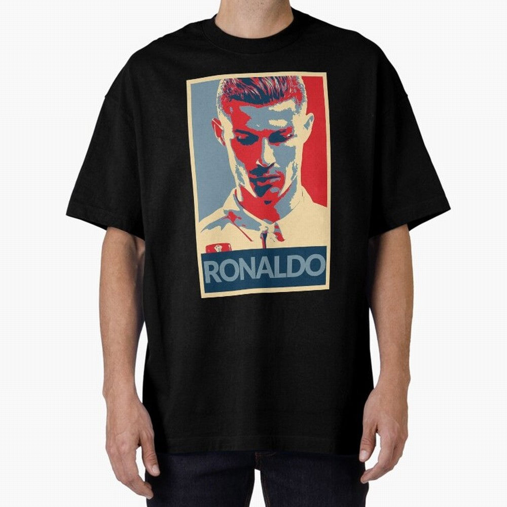 Ronaldo Poster Style Pop Art Design For Football Fans Gift For Soccer Enthusiasts Oversized T-Shirt Mark FIFA World Cup 2026 Group Stage Featuring Cristiano Ronaldo, Haaland and CR7, Portugal Energy, Game Day Rituals, Football Legends, Country
