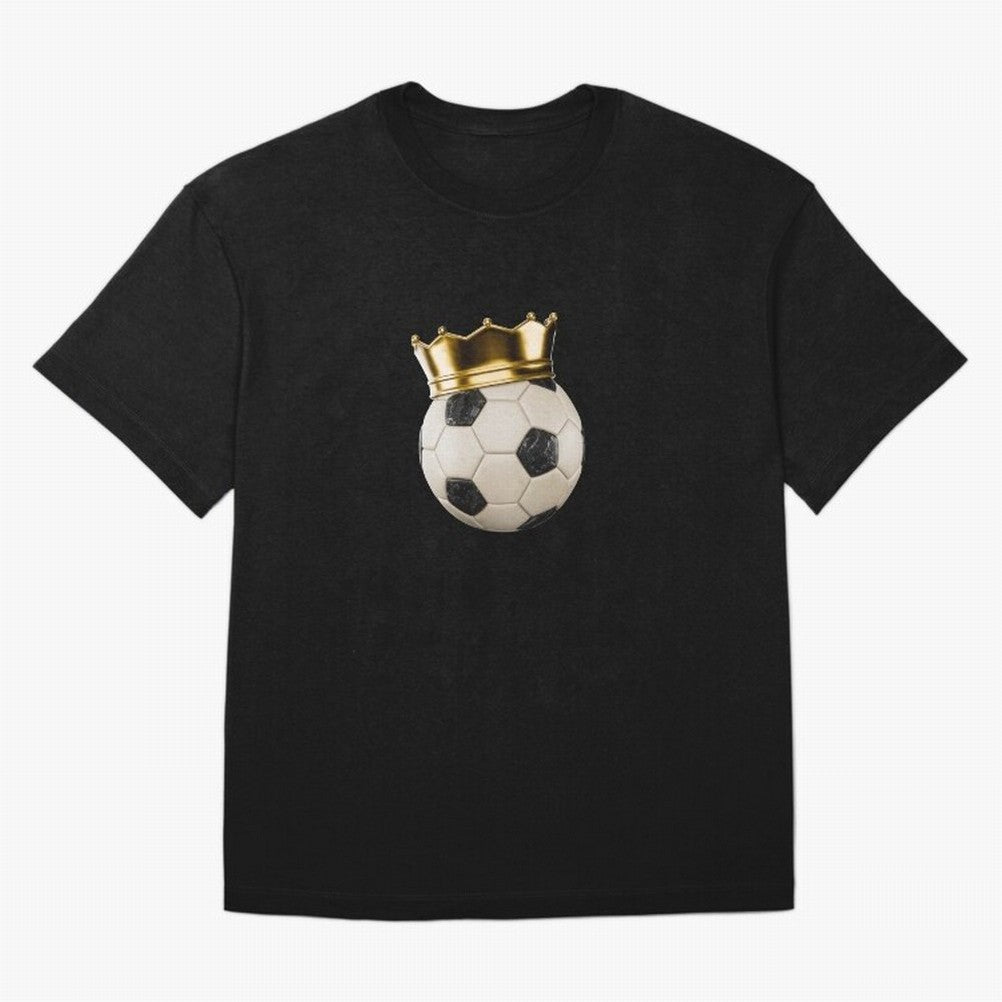 Soccer Ball with Kings Crown, Sticker Illustration Oversized T-Shirt Relive the Noise and Pride of Global Football Passion for FIFA World Cup 2026 USA Canada Mexico, Highlighting CR7, Argentina, Global Supporter Spirit, Legendary Goals, National