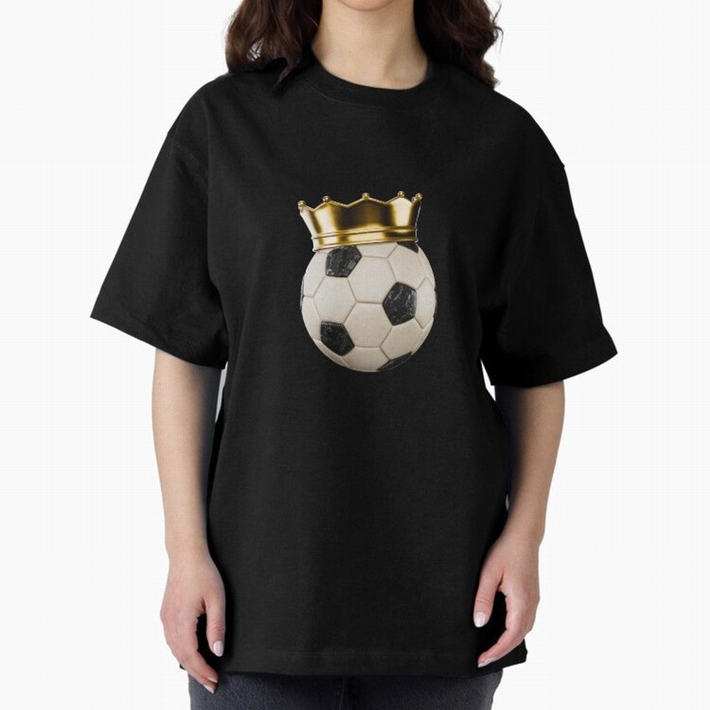 Soccer Ball with Kings Crown, Sticker Illustration Oversized T-Shirt Relive the Noise and Pride of Global Football Passion for FIFA World Cup 2026 USA Canada Mexico, Highlighting CR7, Argentina, Global Supporter Spirit, Legendary Goals, National