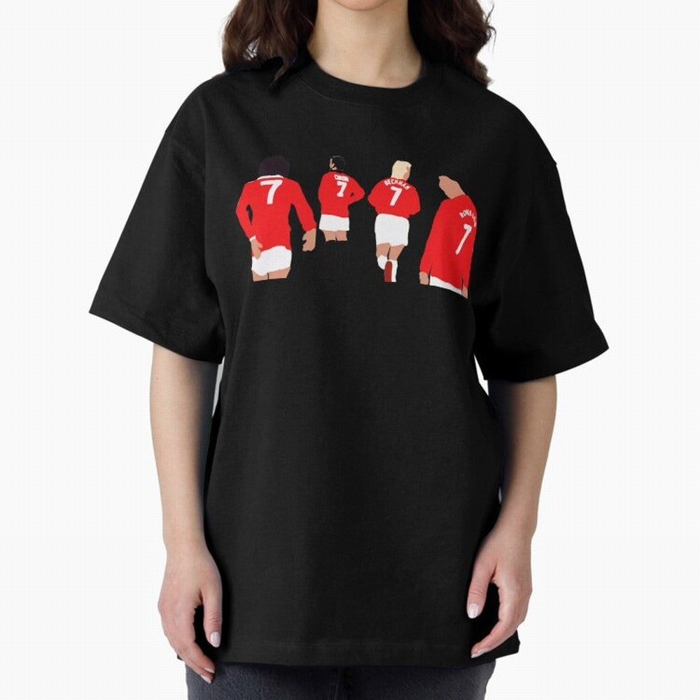 Manchester United Legends Number 7 Best Cantona Beckham Ronaldo Poster Oversized T-Shirt Celebrate Football Dreams Across FIFA World Cup 2026 Group Stage for Fans of Cristiano Ronaldo and England, Bringing Football History, Final Match Energy,