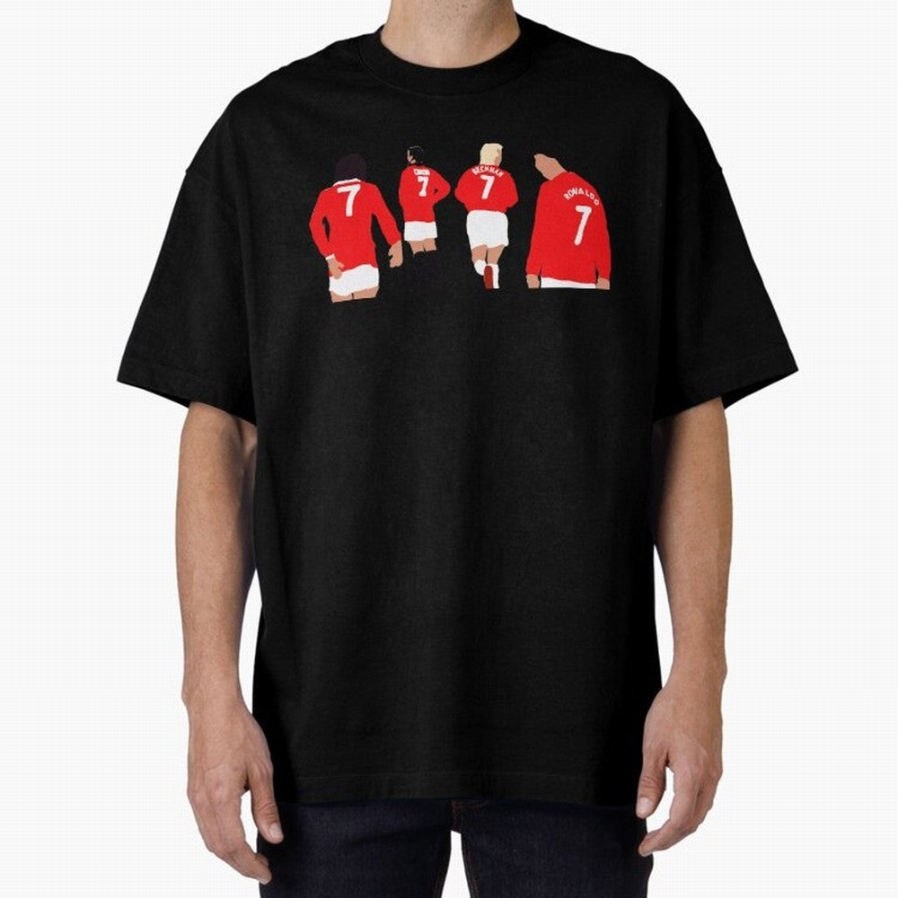 Manchester United Legends Number 7 Best Cantona Beckham Ronaldo Poster Oversized T-Shirt Celebrate Football Dreams Across FIFA World Cup 2026 Group Stage for Fans of Cristiano Ronaldo and England, Bringing Football History, Final Match Energy,