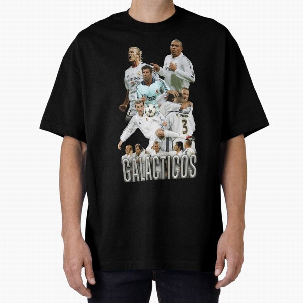 Real Madrid Galacticos Soccer Legends Collage Poster Oversized T-Shirt Bring Legendary Rivalry Energy to Match Day Hype around FIFA World Cup 2026 USA Canada Mexico, Messi and Cristiano Ronaldo, Netherlands, Tournament Hype, Historic Matchups,