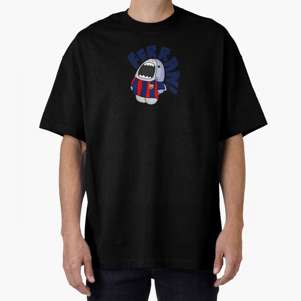 Ferran shark sticker Oversized T-Shirt Treasure Match Day Hype around FIFA World Cup 2026, Cristiano Ronaldo, Argentina, France and Brazil, Global Supporter Spirit, Legendary Goals, National Colors and Tournament Celebration; Great for Watch