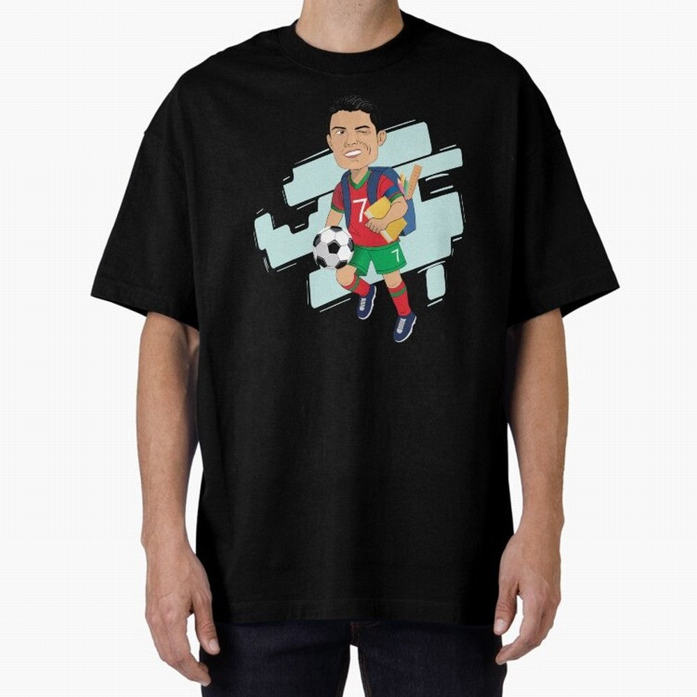 BACK TO SCHOOL - CARICATURE - CHRISTIANO - RONALDO Oversized T-Shirt Showcase FIFA World Cup 2026 USA Canada Mexico for Fans of Neymar, Haaland and Cristiano Ronaldo and Brazil, Bringing Fan Favorite Moments, National Team Passion, Big Match Drama
