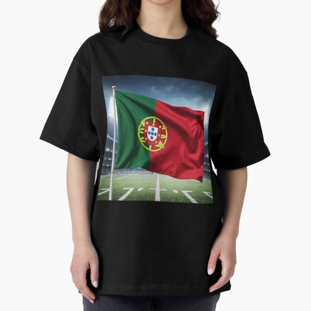 Portugal Flag 3D Football Design ¨C Supporters Portugal Oversized T-Shirt Create FIFA World Cup 2026 USA Canada Mexico Spirit, Connected to Argentina and Brazil, Cristiano Ronaldo, Haaland and CR7, Vintage Soccer Flavor, Modern Football Stars,