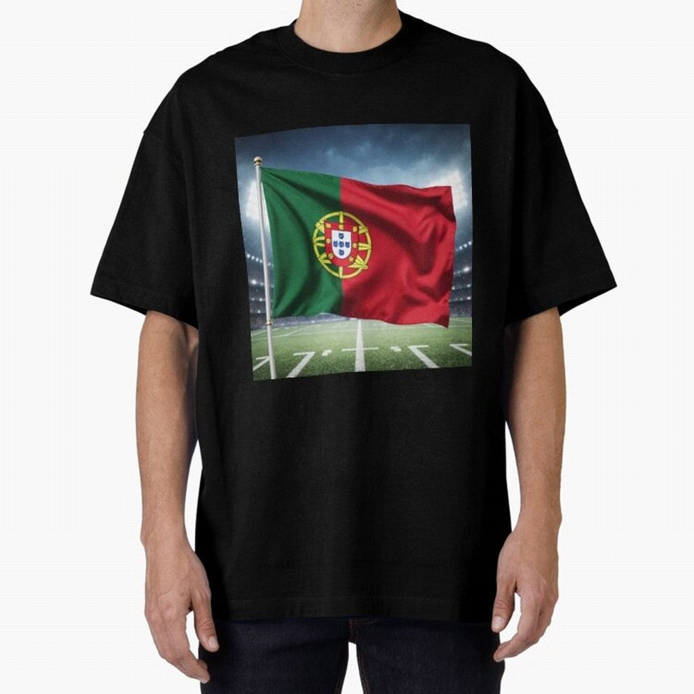 Portugal Flag 3D Football Design ¨C Supporters Portugal Oversized T-Shirt Create FIFA World Cup 2026 USA Canada Mexico Spirit, Connected to Argentina and Brazil, Cristiano Ronaldo, Haaland and CR7, Vintage Soccer Flavor, Modern Football Stars,