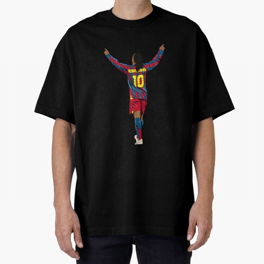 Ronaldinho Oversized T-Shirt Stand with Match Day Hype around FIFA World Cup 2026 USA Canada Mexico, CR7, Netherlands, Vintage Soccer Flavor, Modern Football Stars, National Flags and Final Night Emotion; Perfect for People Who Love Argentina,
