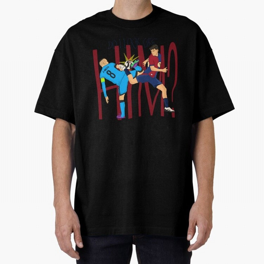 Iniesta and pedri the past and present Oversized T-Shirt Bring World Football Passion into FIFA World Cup 2026 USA Canada Mexico Featuring Haaland and Mbappe, Spain Energy, Championship Spirit, Famous Goals, Roaring Crowds and International