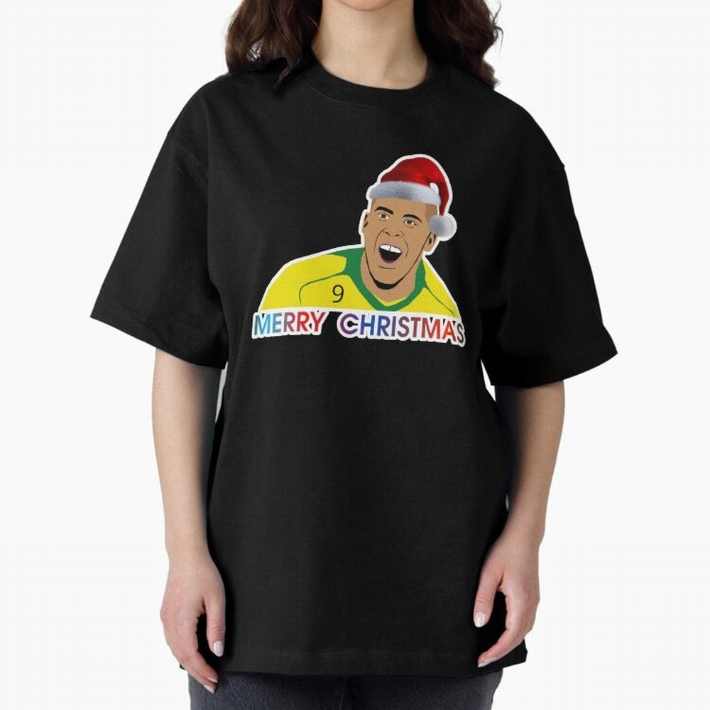 Ronaldo Christmas illustration Oversized T-Shirt Celebrate Classic Football Spirit in FIFA World Cup 2026 USA Canada Mexico Spirit, with Spain and Netherlands, Messi and Cristiano Ronaldo, Supporter Pride, Iconic Celebrations, Legendary Names and