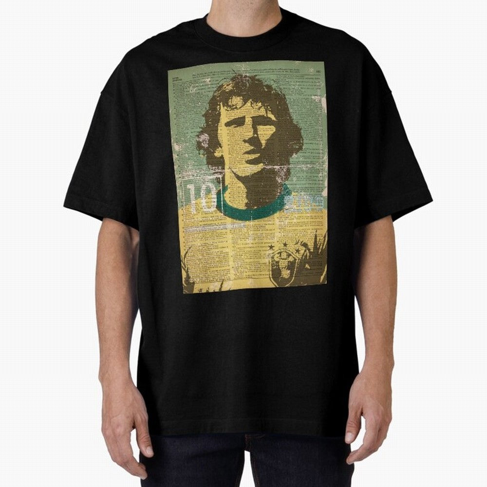 ZICO Oversized T-Shirt Celebrate Football Heritage in FIFA World Cup 2026 Group Stage Spirit, Filled with Brazil, Haaland and Mbappe, Match Day Excitement, Supporter Culture, Golden Goals and Global Football Passion; Ideal for Football Dads,