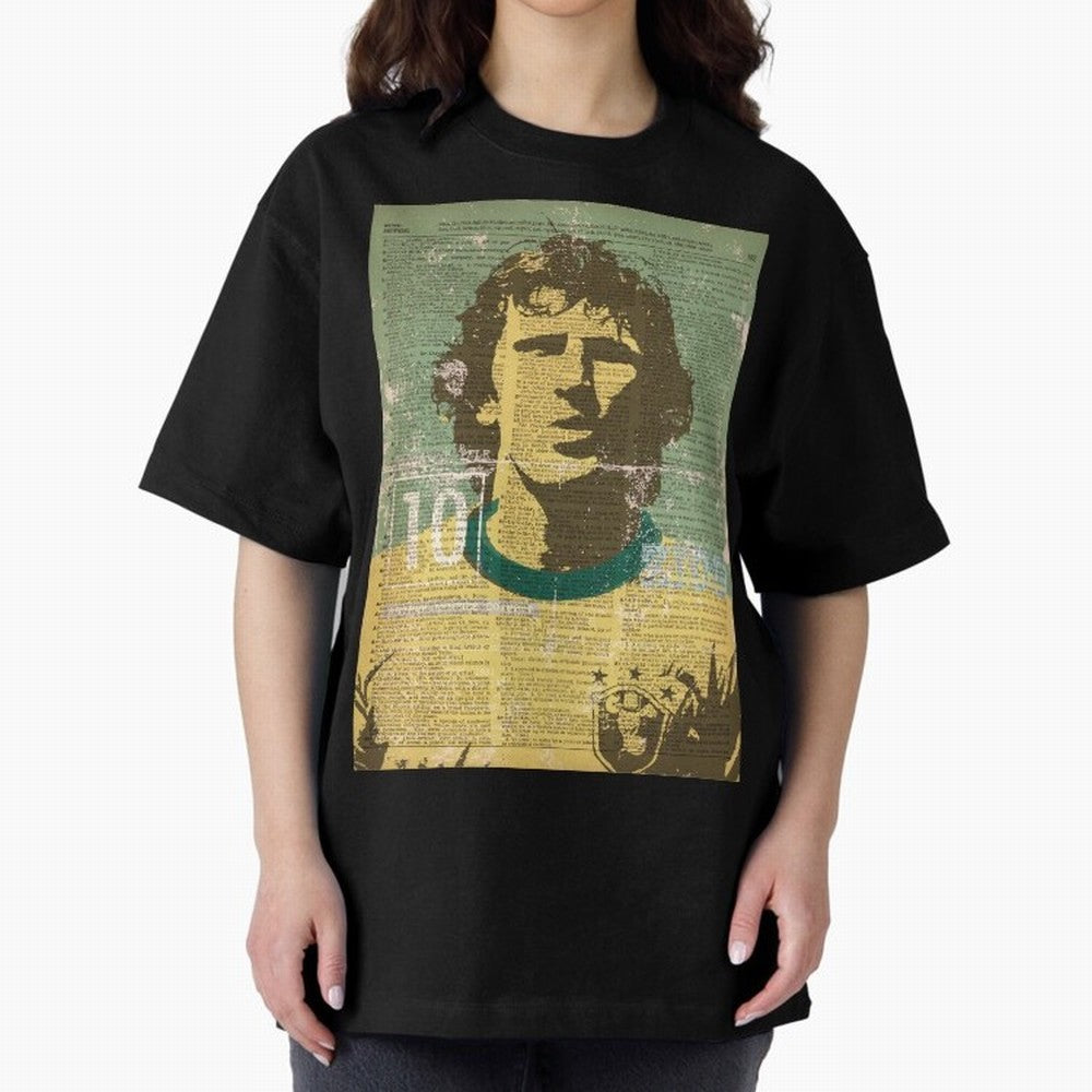 ZICO Oversized T-Shirt Celebrate Football Heritage in FIFA World Cup 2026 Group Stage Spirit, Filled with Brazil, Haaland and Mbappe, Match Day Excitement, Supporter Culture, Golden Goals and Global Football Passion; Ideal for Football Dads,