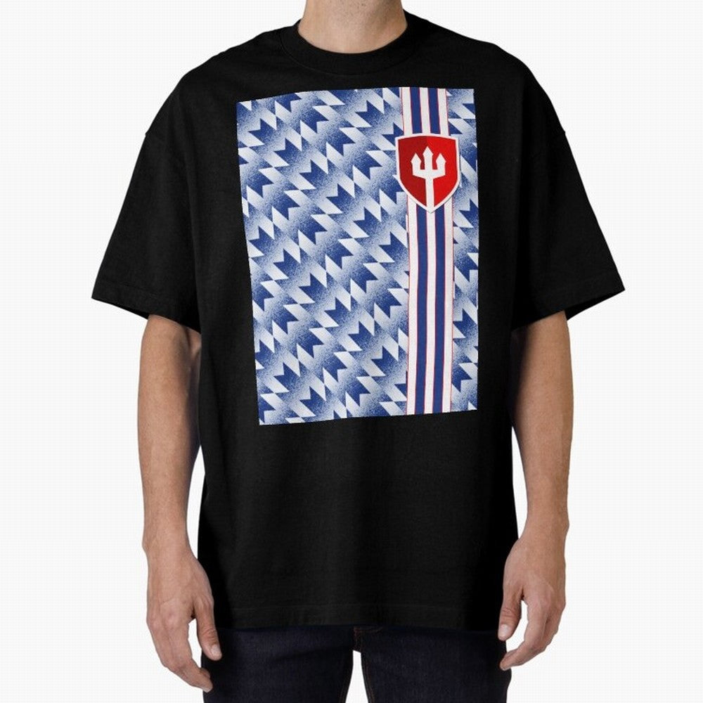 Manchester United 94 Away Jersey Pattern Oversized T-Shirt Follow FIFA World Cup 2026 Group Stage for Fans of Messi and Spain and Netherlands, Bringing Stadium Memories, Football Loyalty, International Chants and Championship Tradition; Ideal for