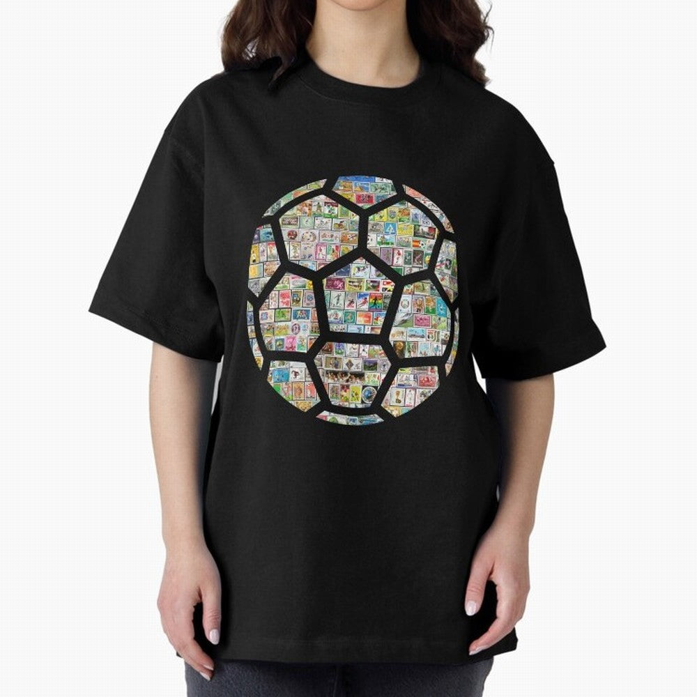 Philately Soccer Ball Oversized T-Shirt Bring Match Day Fire to FIFA World Cup 2026 Spirit, Celebrating Argentina, Cristiano Ronaldo, Soccer Culture, Superstar Moments, National Team Dreams and Competitive Fire; Great for Supporters Who Love