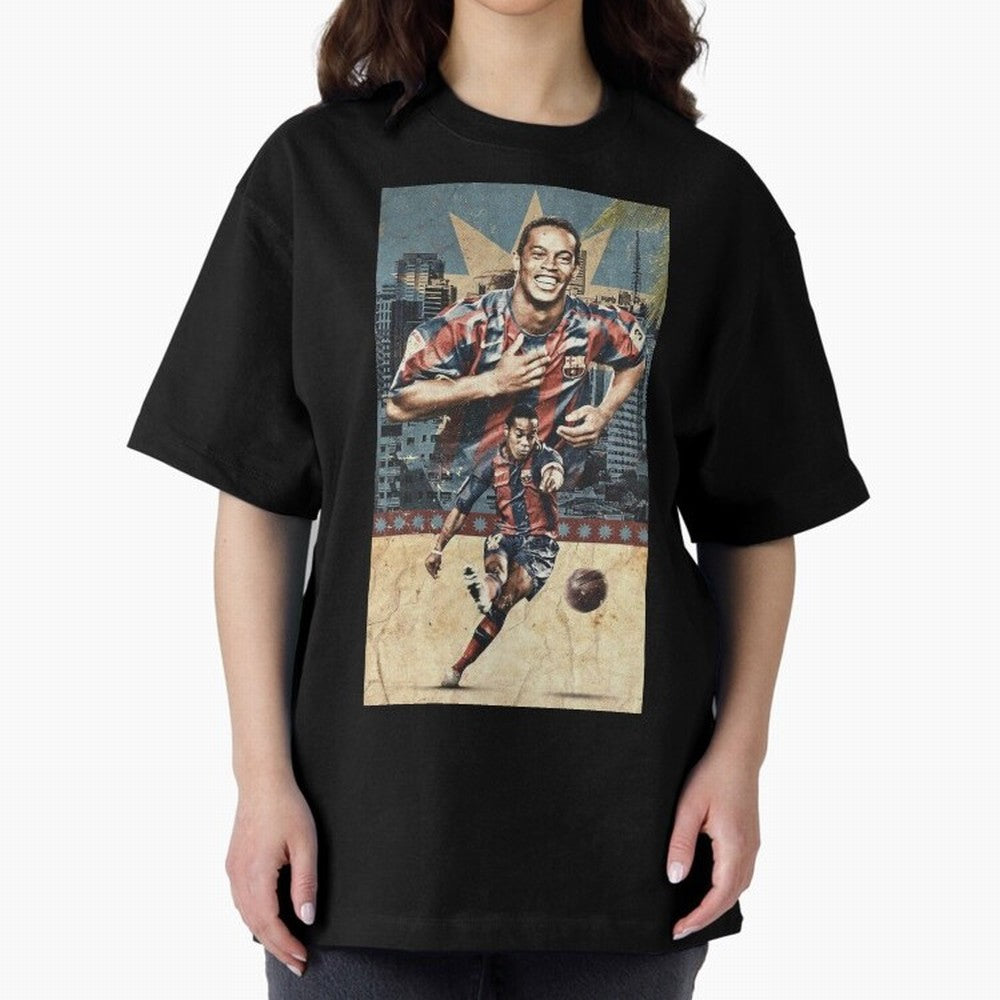 Ronaldinho Design Oversized T-Shirt Make Memories around FIFA World Cup 2026 for Fans of Messi, Neymar and Mbappe and Spain and Netherlands, Bringing Global Supporter Spirit, Legendary Goals, National Colors and Tournament Celebration; Perfect for