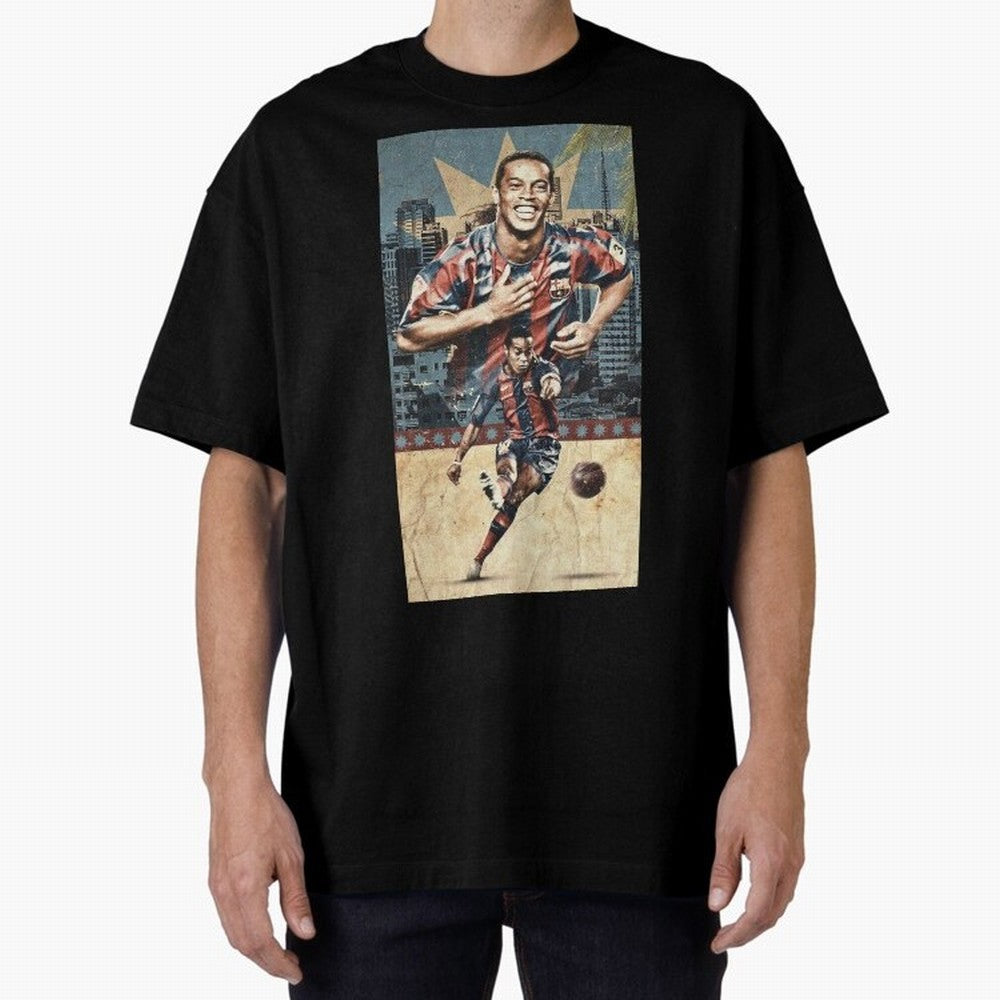 Ronaldinho Design Oversized T-Shirt Make Memories around FIFA World Cup 2026 for Fans of Messi, Neymar and Mbappe and Spain and Netherlands, Bringing Global Supporter Spirit, Legendary Goals, National Colors and Tournament Celebration; Perfect for