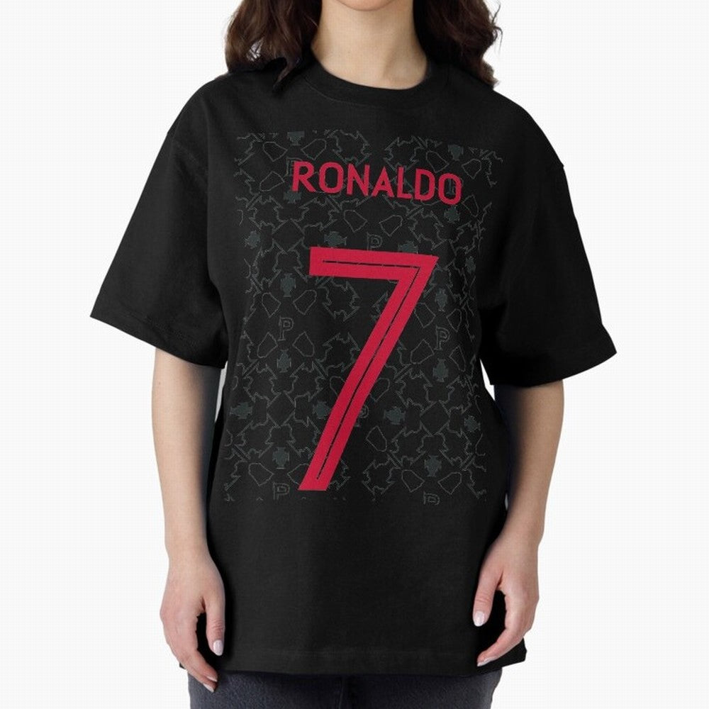 Christiano Ronaldo Portugal Away Jersey 2020 Oversized T-Shirt Follow Every Goal of FIFA World Cup 2026 Spirit, Filled with Argentina and Brazil, Messi and Cristiano Ronaldo, Supporter Pride, Iconic Celebrations, Legendary Names and Global Match