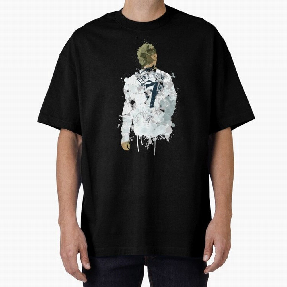 David Beckham England Captain Art Oversized T-Shirt Showcase Global Football Passion for FIFA World Cup 2026 USA Canada Mexico, with Messi, CR7 and Mbappe, Spain and Netherlands, Vintage Soccer Flavor, Modern Football Stars, National Flags and