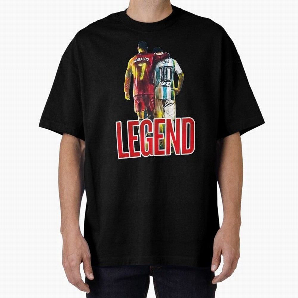 LEGEND MESSI & RONALDO POSTER Oversized T-Shirt Support Your Favorite Stars during FIFA World Cup 2026 Spirit, with Netherlands, Cristiano Ronaldo, Sports Nostalgia, International Competition, Famous Players and Unforgettable Victories; Built for