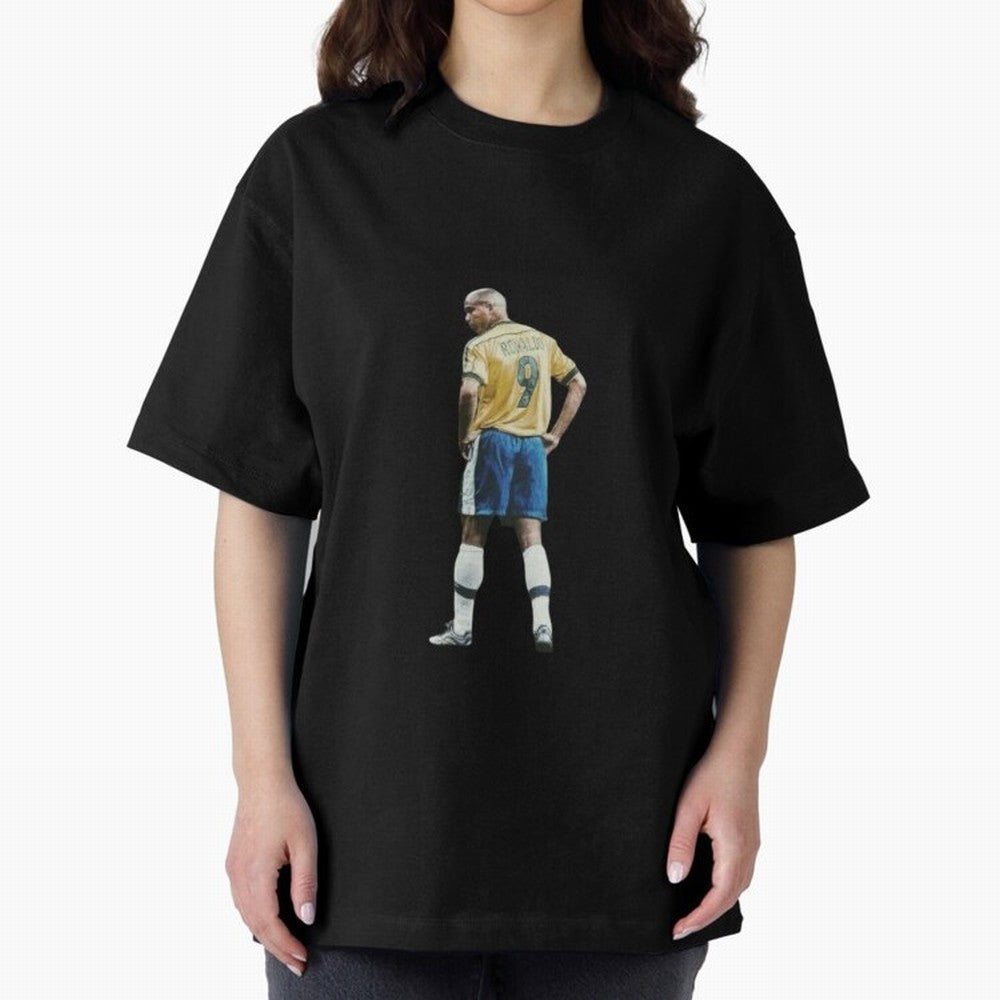 Brazilian Football Player from Milano Oversized T-Shirt Show Up for the Glory of Global Football Passion for FIFA World Cup 2026, Filled with Messi, Neymar and Mbappe, Spain and Netherlands, Stadium Chants, National Pride, Trophy Dreams and