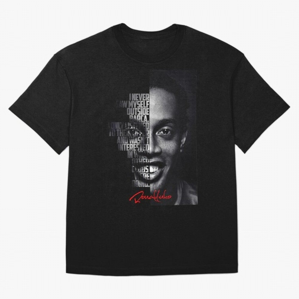 Black and white Ronaldinho quote. Oversized T-Shirt Bring a Vintage Feel to FIFA World Cup 2026 USA Canada Mexico Celebrating Haaland and Mbappe, France Energy, Football Festival Excitement, Trophy Ambitions, Country Rivalries and Star Player Buzz;