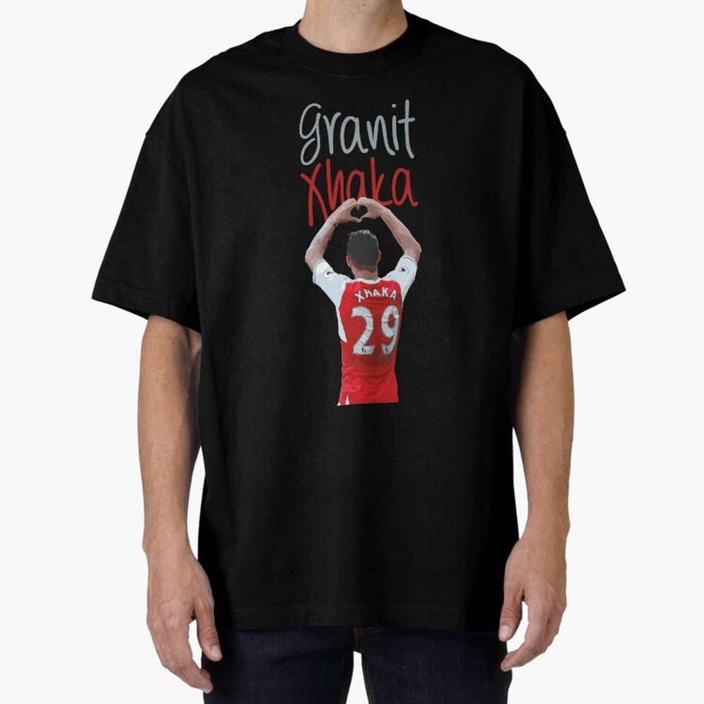 Granit Xhaka Oversized T-Shirt Celebrate Soccer Greatness during FIFA World Cup 2026 for Fans of Messi and Brazil, Bringing Retro Football Energy, Iconic Rivalries, Trophy Chase Drama and Stadium Atmosphere; Ideal for Football Dads, Football Moms,
