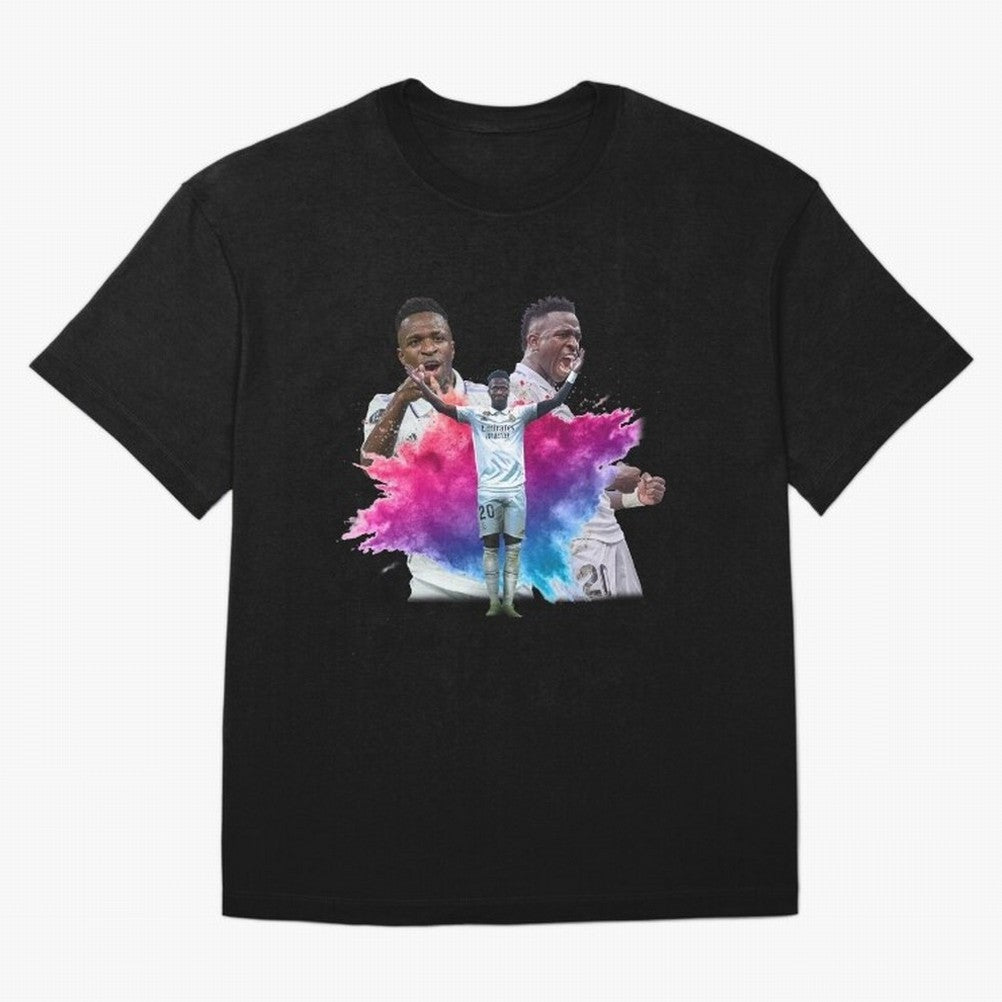 Fanart Vinicius Junior Merch Oversized T-Shirt Show Love for Legendary Goals in FIFA World Cup 2026 USA Canada Mexico Featuring Neymar, Haaland and Cristiano Ronaldo, Spain and Netherlands Energy, Vintage Soccer Flavor, Modern Football Stars,